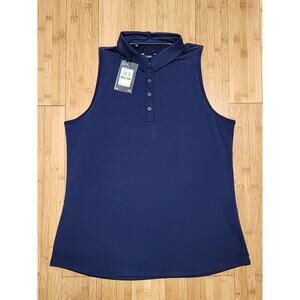 UNDER ARMOUR Women's Large UA Zinger Sleeveless Fitted Golf Polo Shirt Blue NWT